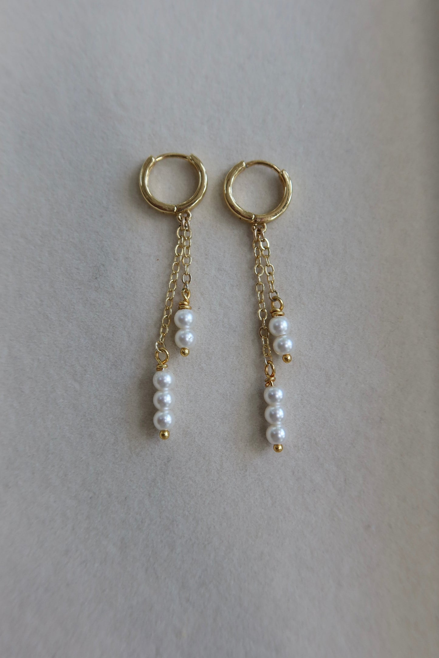 triple dangle pearl earrings