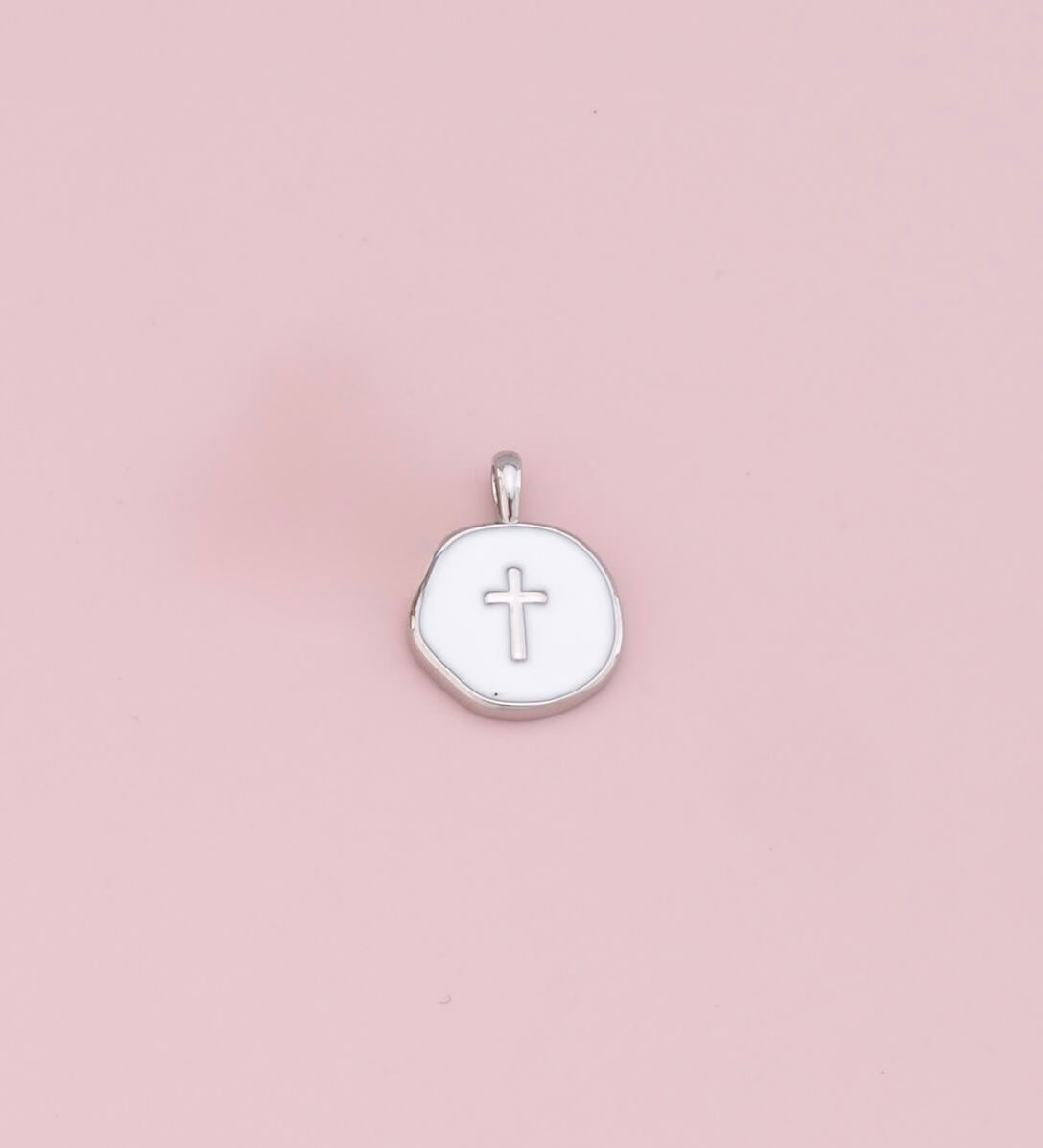 Silver Cross Coin Charm