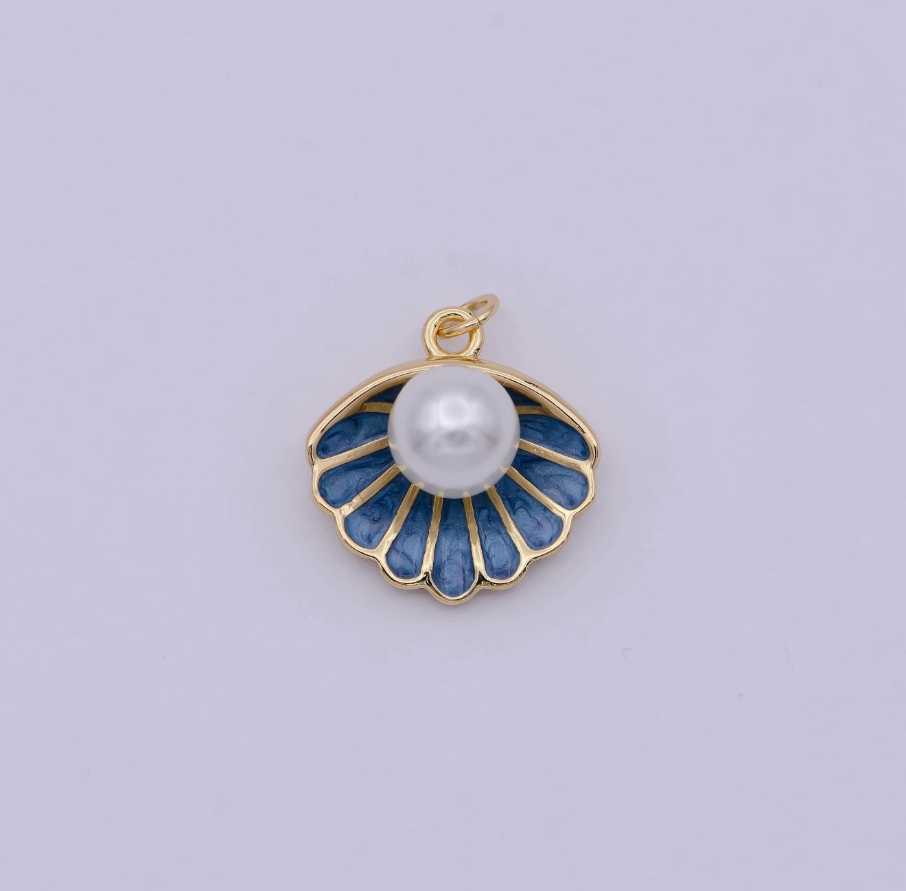 Blue Pearl Clam Shell Charm