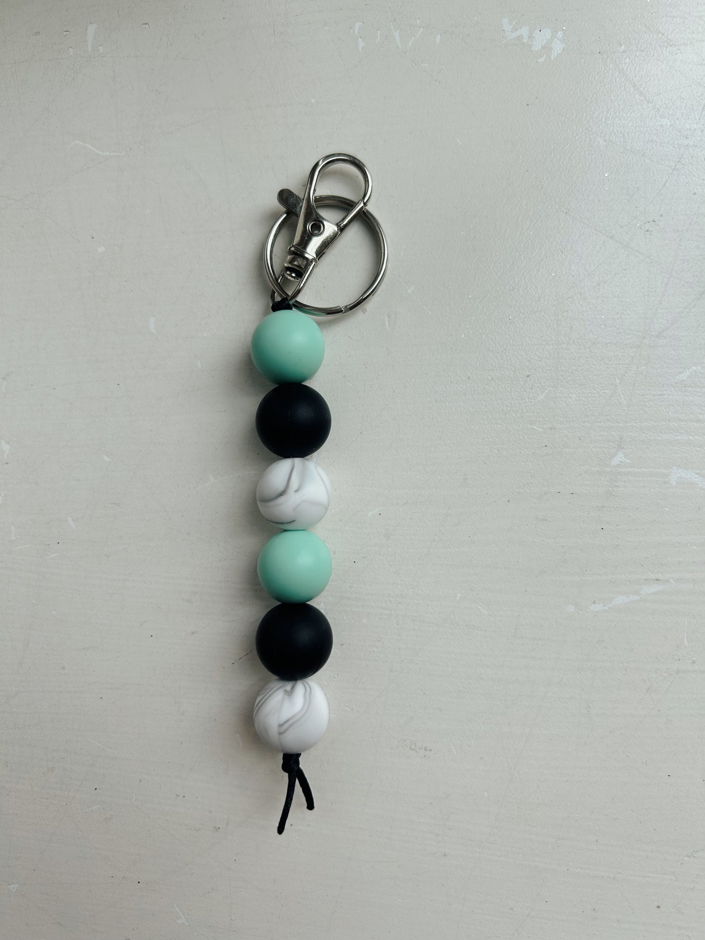 teal marble keychain