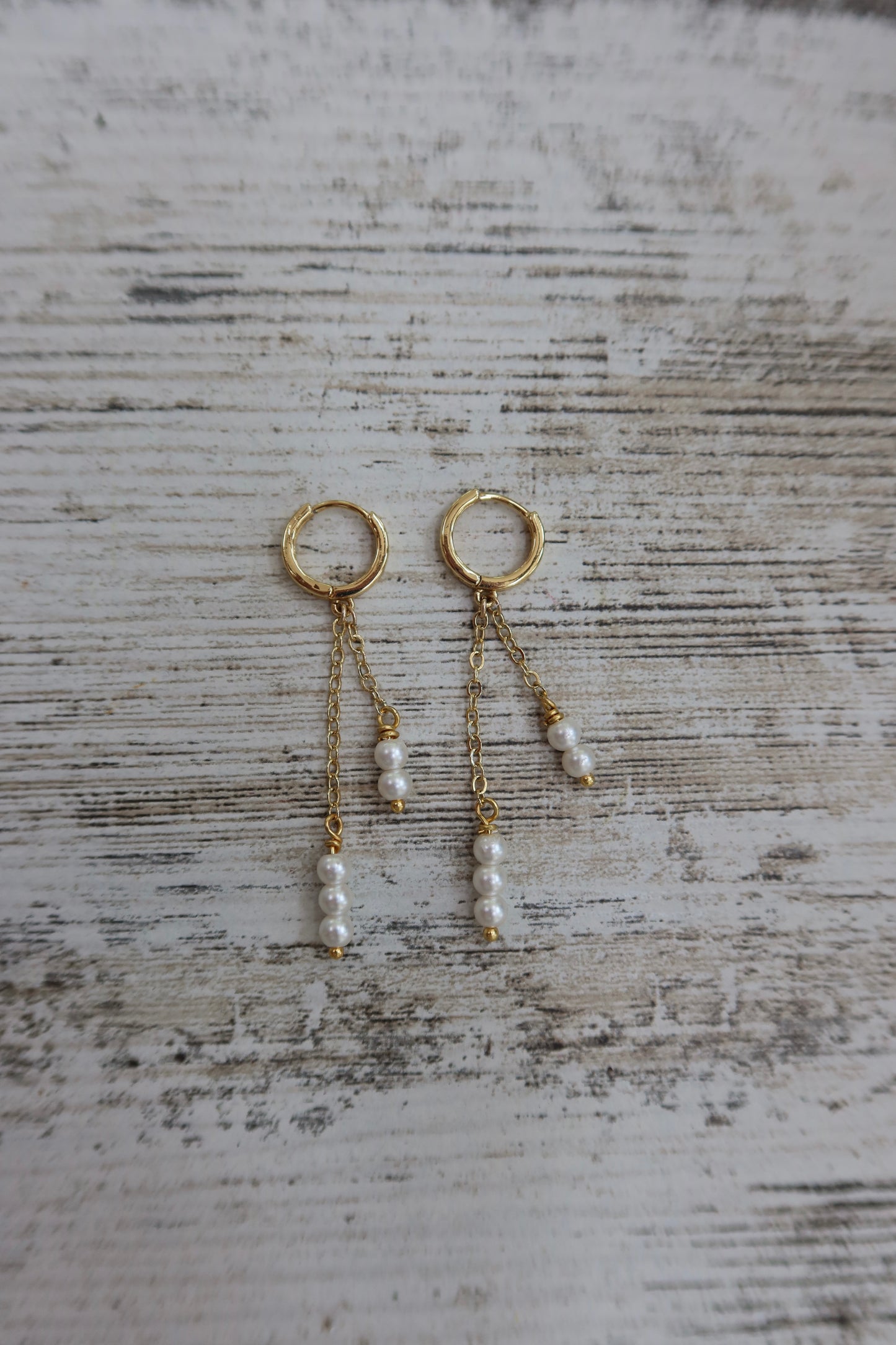 triple dangle pearl earrings